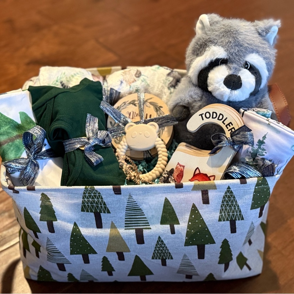 Forest Themed Baby Shower Gift Basket